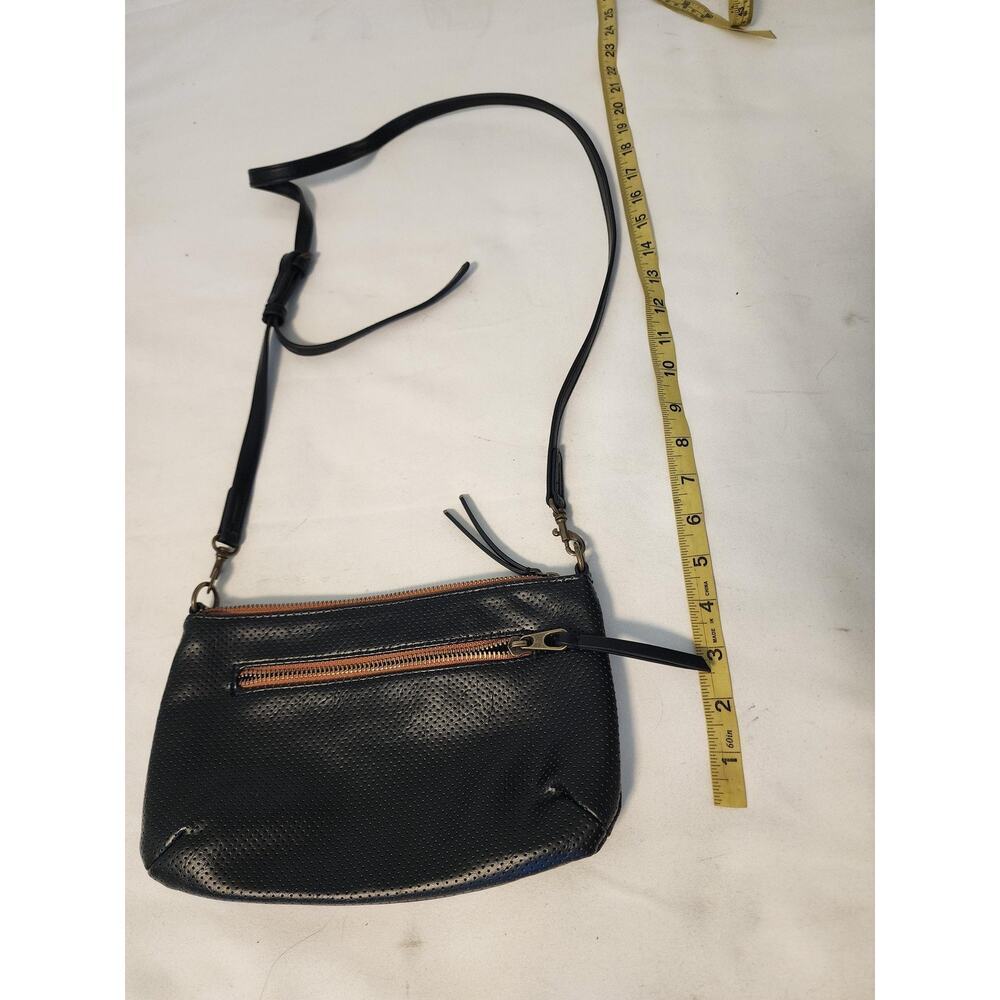 Universal Thread Black Faux Leather Crossbody Purse Perforated Adjustable Strap - Picture 5 of 7